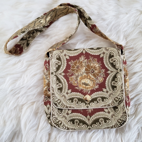EUC Floral Tapestry Batik Shoulder Handbag - Picture 1 of 11